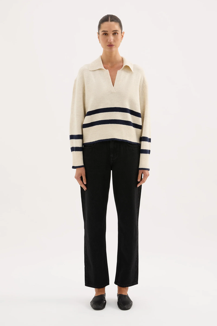 Nude Lucy Archer Rugby Knit - Cloud Stripe