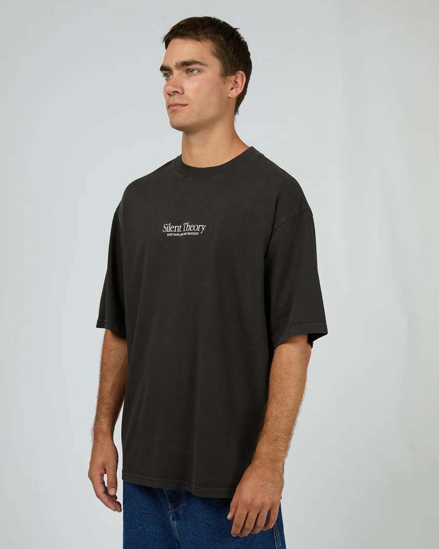 Silent Theory Classic Emb Tee - Charcoal