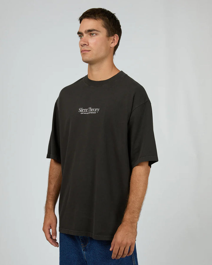 Silent Theory Classic Emb Tee - Charcoal