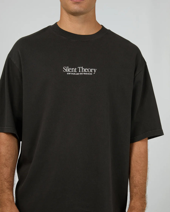 Silent Theory Classic Emb Tee - Charcoal
