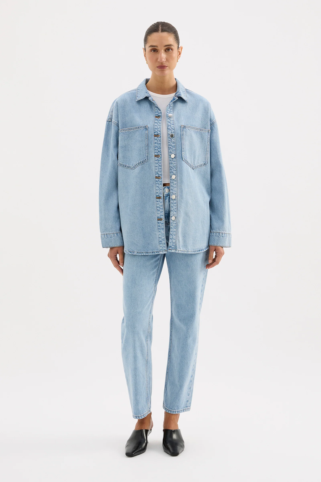 Nude Lucy Organic Denim Overshirt - Soft Blue