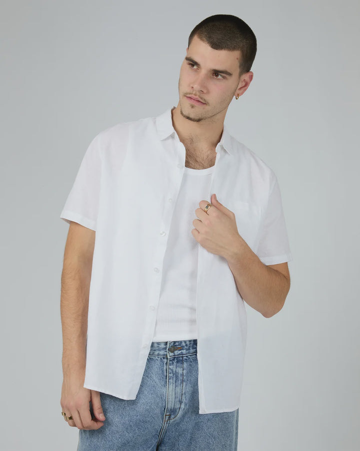 Silent Theory Linen SS Shirt - White