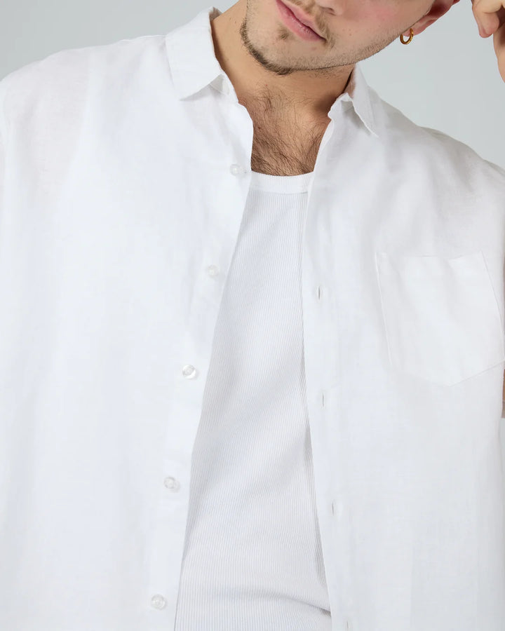 Silent Theory Linen SS Shirt - White