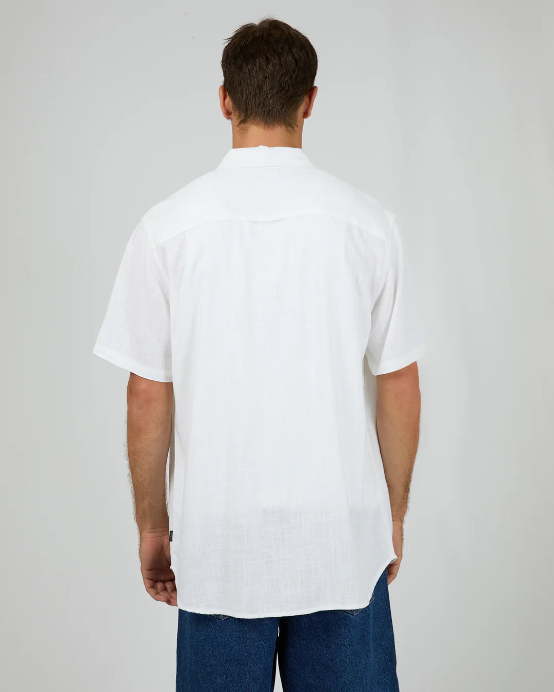 Silent Theory Textured Linen Short Sleeve Shirt - White