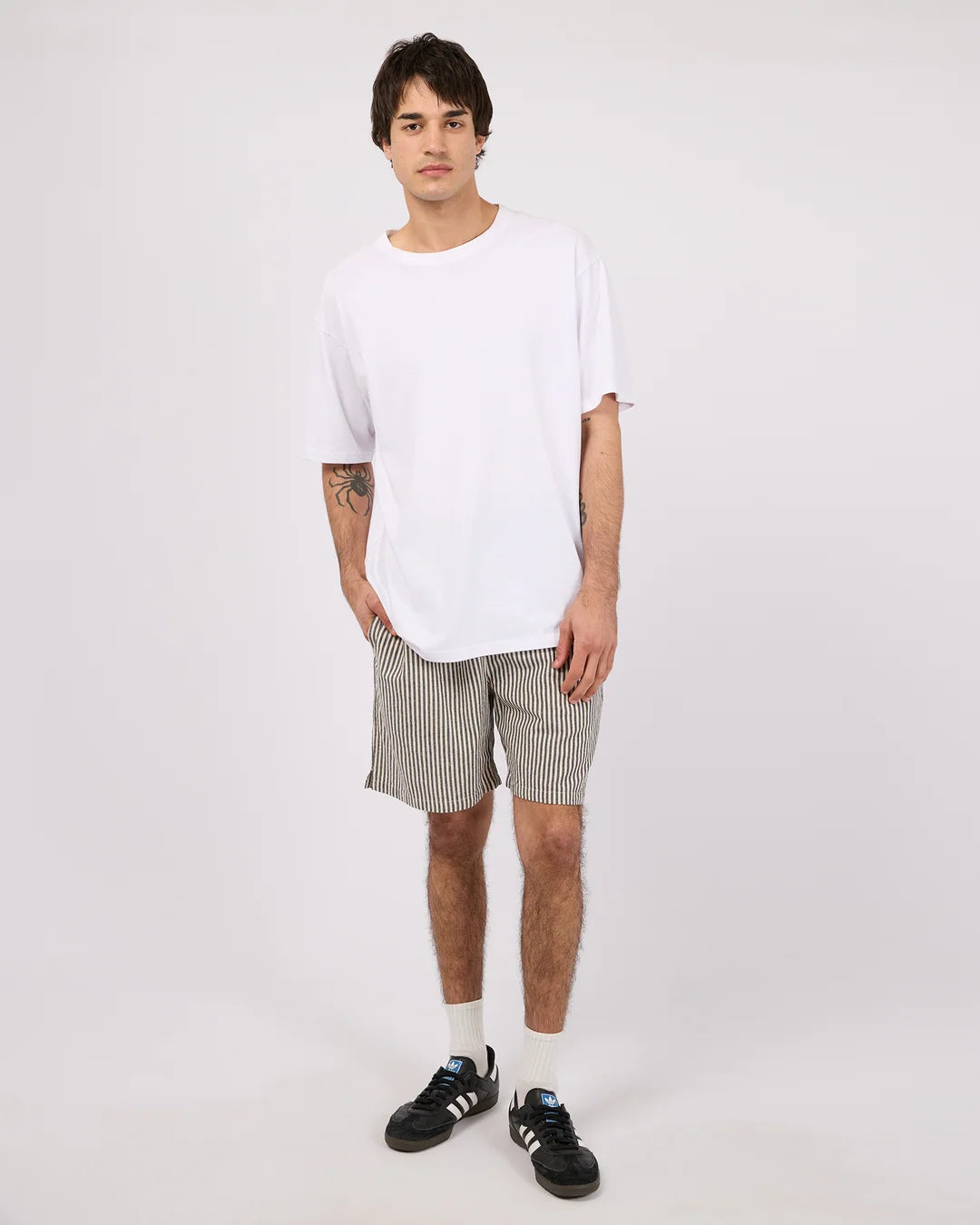 Silent Theory Stripe Linen Short - Navy