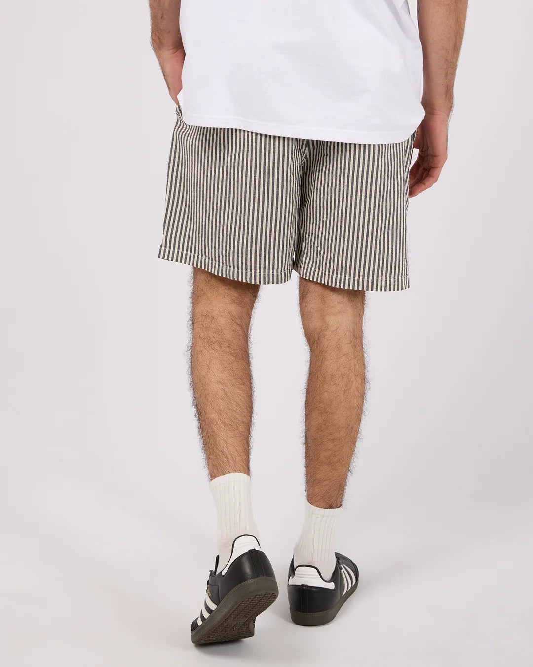 Silent Theory Stripe Linen Short - Navy