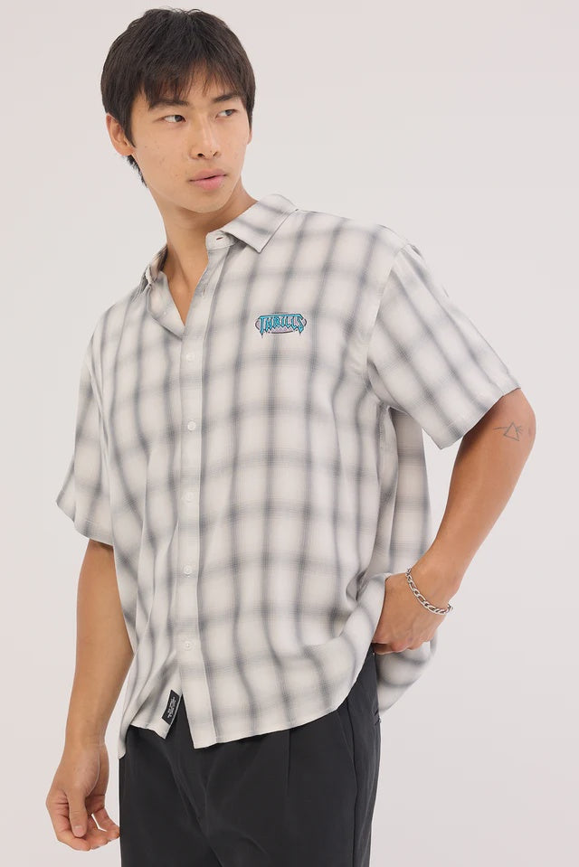Thrills Lair Cropped Short Sleeve Shirt - White