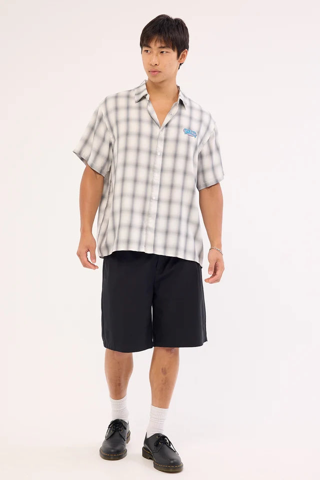 Thrills Lair Cropped Short Sleeve Shirt - White