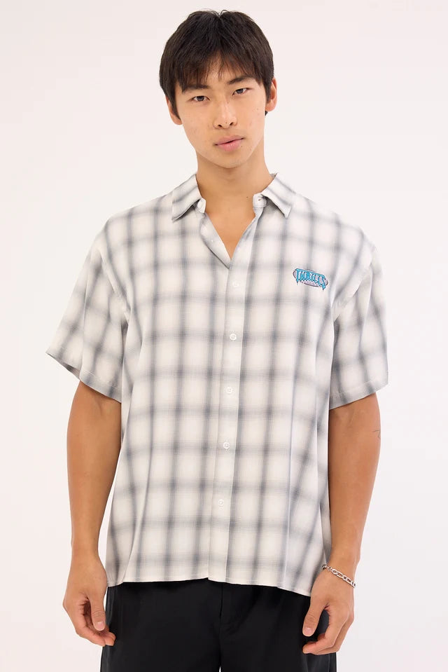 Thrills Lair Cropped Short Sleeve Shirt - White