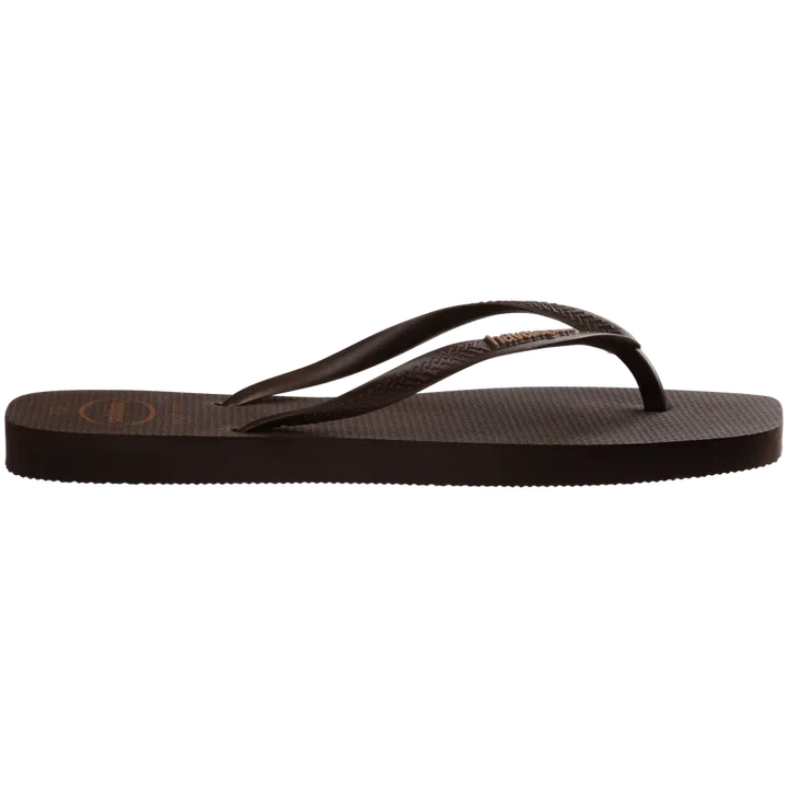 Havaianas Slim Square Logo Pop Up Female Thongs - Dark Brown