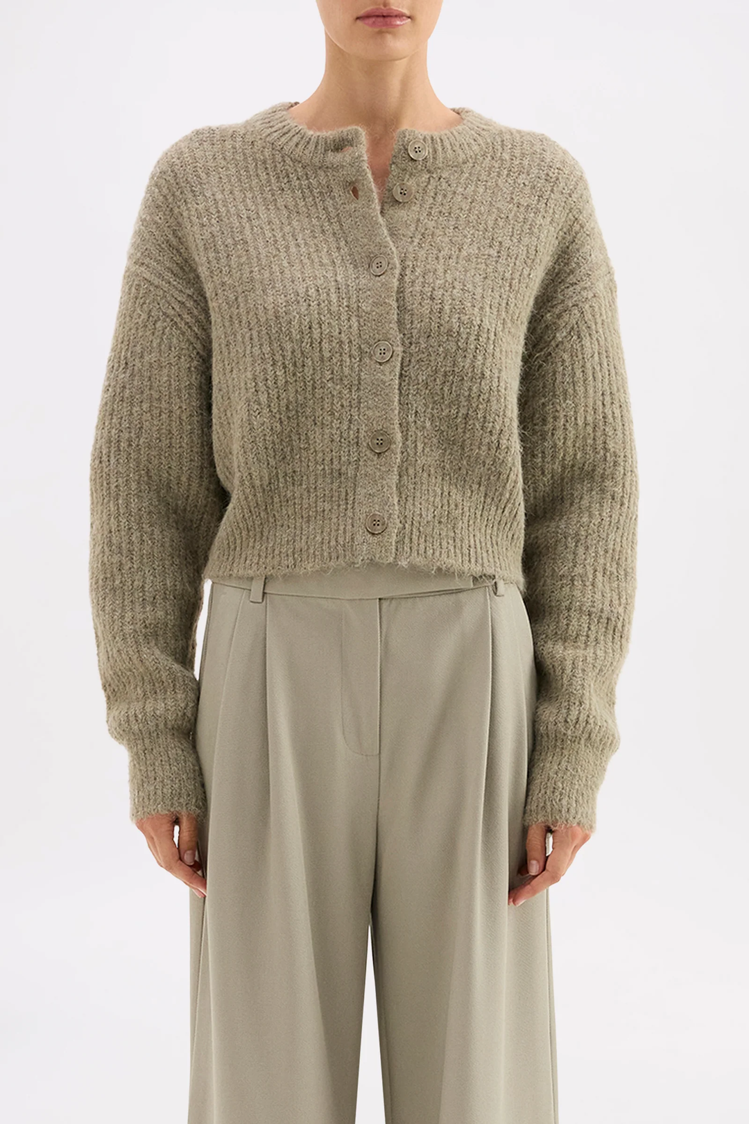 Nude Lucy Nixon Cropped Cardigan - Vine