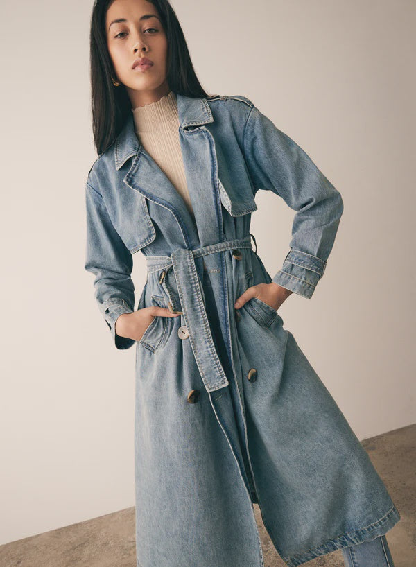 Esmaee Midwest Trench Coat - Blue Denim