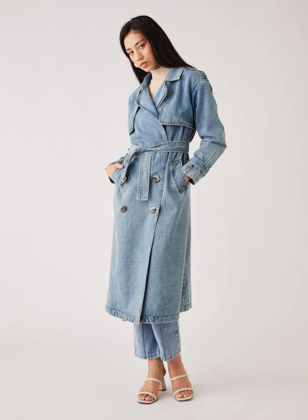 Esmaee Midwest Trench Coat - Blue Denim