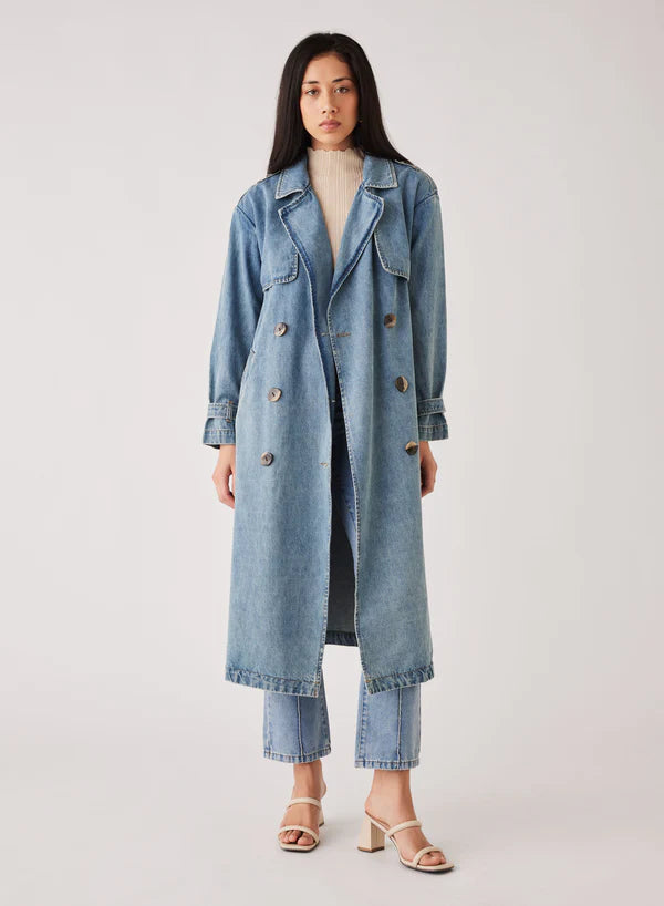 Esmaee Midwest Trench Coat - Blue Denim