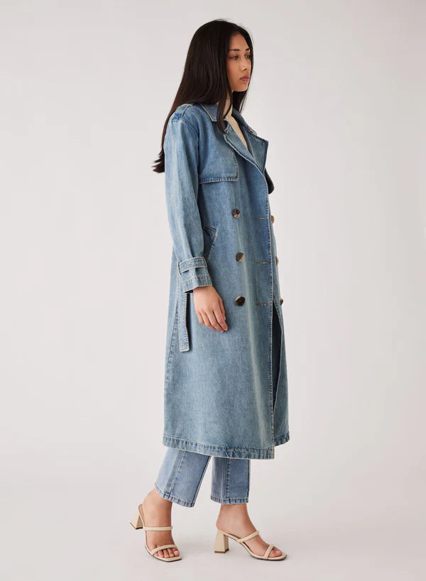 Esmaee Midwest Trench Coat - Blue Denim