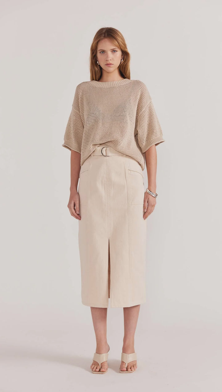 Staple The Label Nora Open Knit Tee - Natural