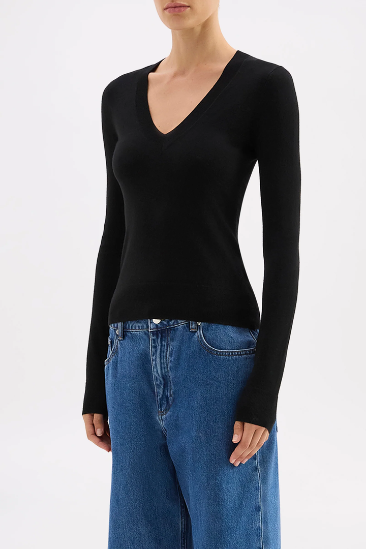 Nude Lucy Abia Merino Blend Knit Top - Black