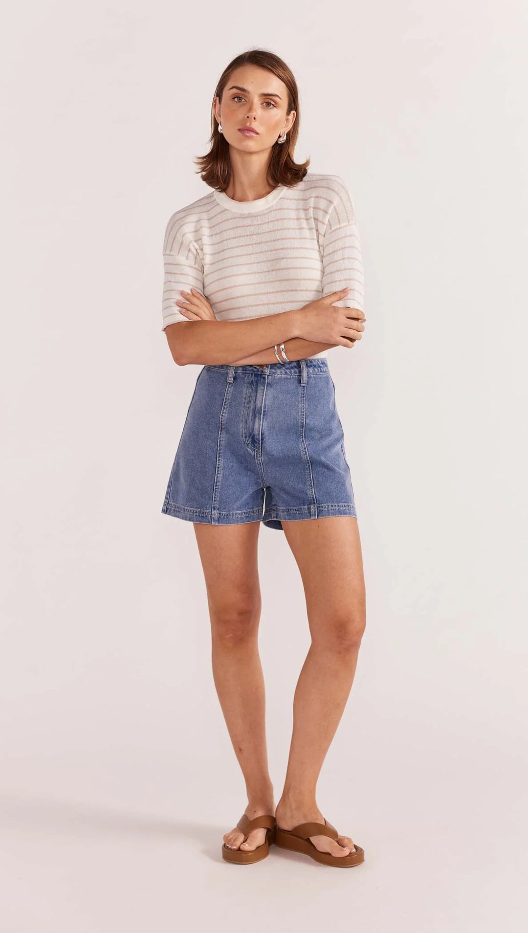 Staple The Label Nina Denim Shorts - Vintage Blue