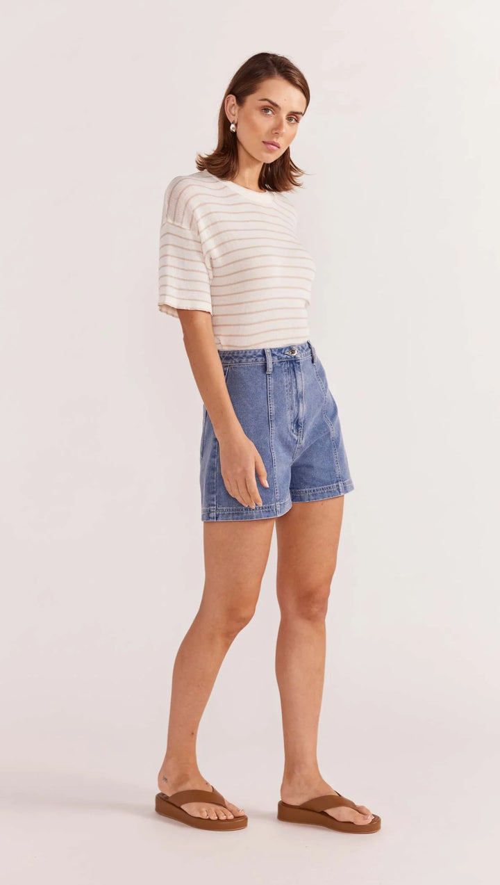 Staple The Label Nina Denim Shorts - Vintage Blue