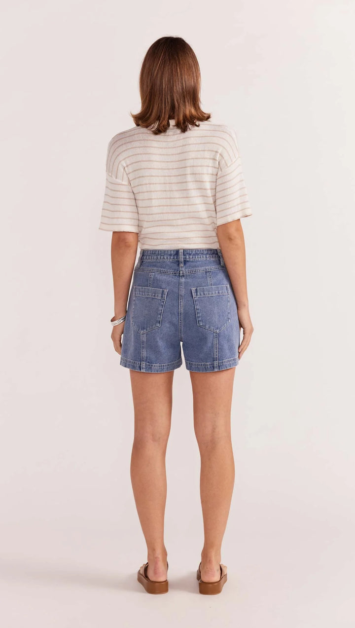 Staple The Label Nina Denim Shorts - Vintage Blue