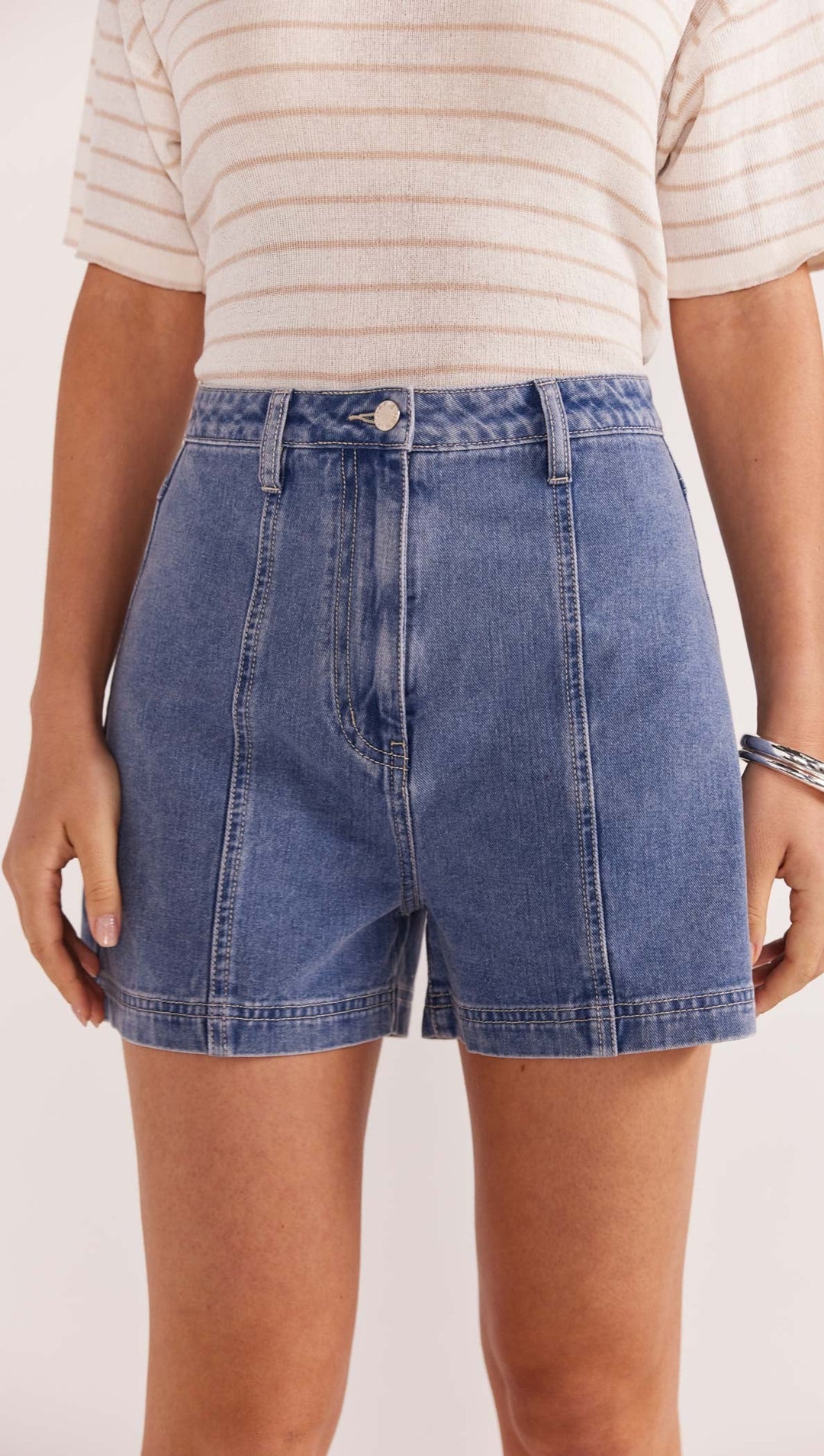 Staple The Label Nina Denim Shorts - Vintage Blue