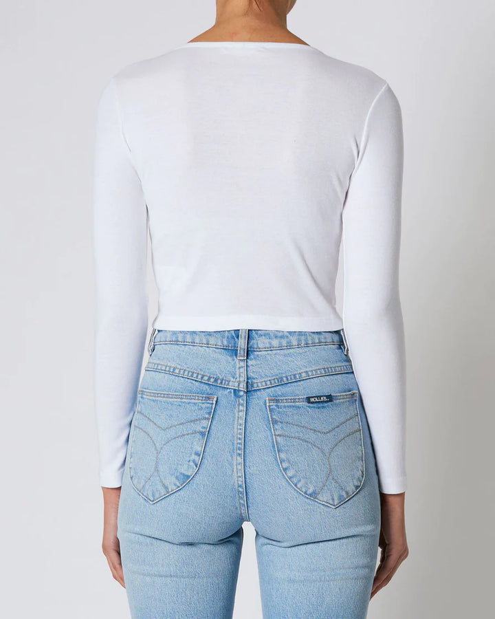 Mon Cheri Baby Rib Longsleeve Tee- White