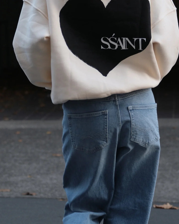 SŚAINT Heart Hoodie - Butter & Black