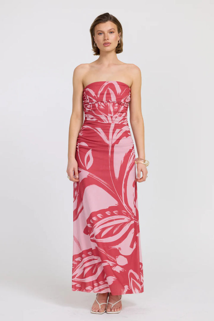 Sovere Flora Strapless Dress - Hibiscus