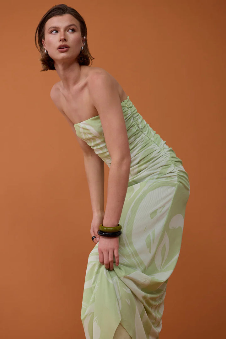 Sovere Flora Strapless Dress - Aloe