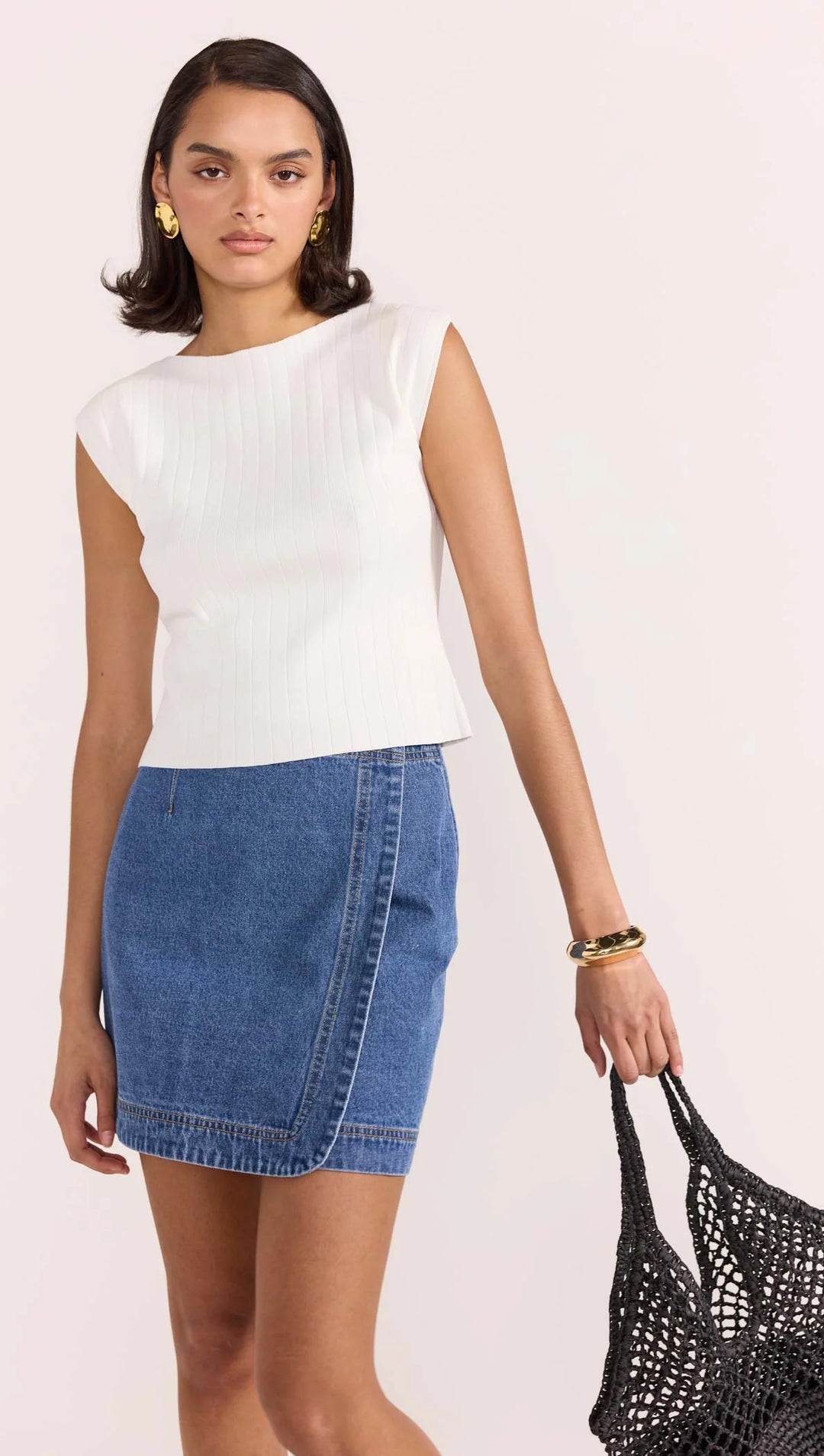 Staple The Label Avina Boat Neck Knit Top - White