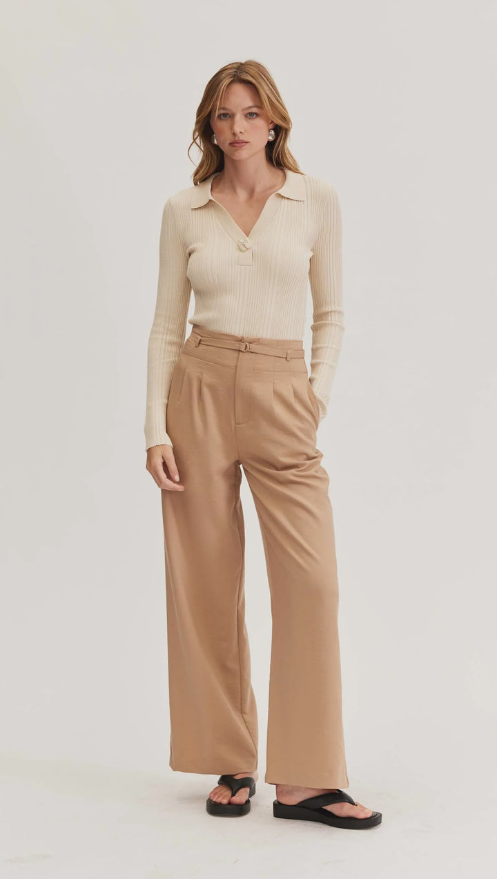 Staple The Label Ida Belted Pants- Camel