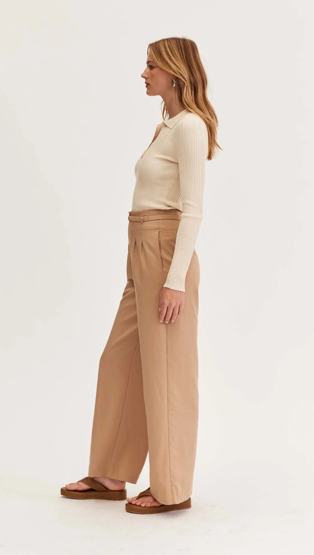 Staple The Label Ida Belted Pants- Camel