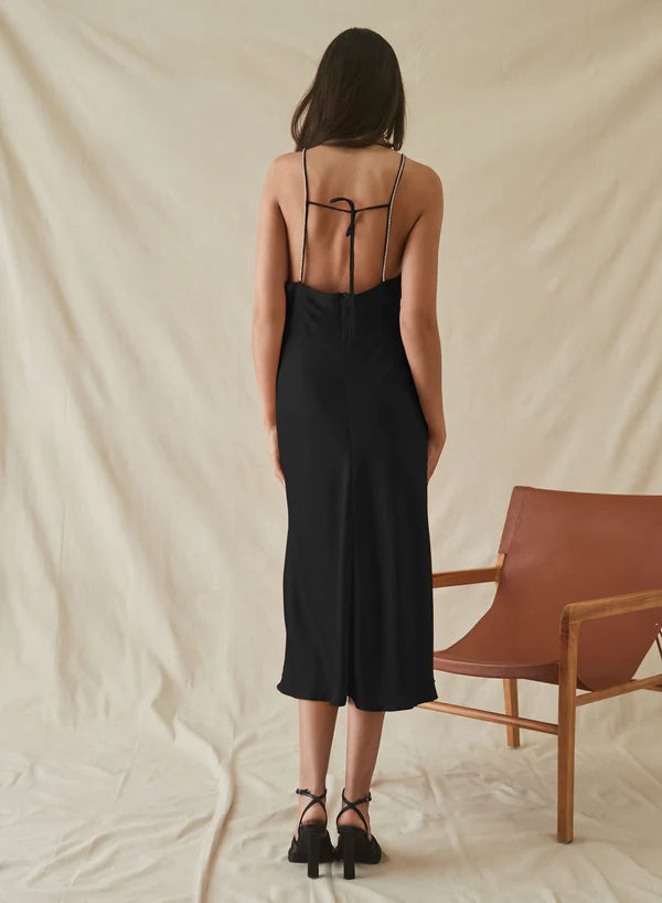 Esmaeé Illusion Slip Dress - Black