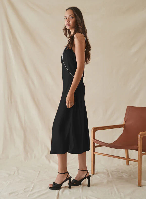 Esmaeé Illusion Slip Dress - Black