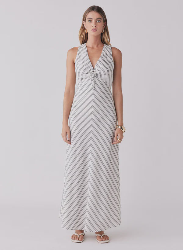 Esmaee Nautical Strip Dress-Indigo/White