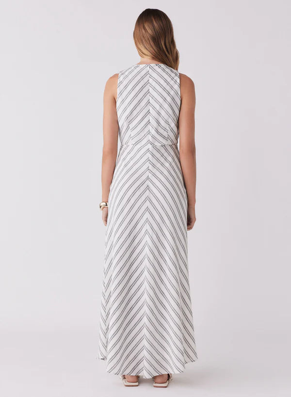 Esmaee Nautical Strip Dress-Indigo/White