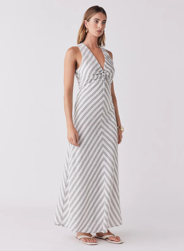 Esmaee Nautical Strip Dress-Indigo/White