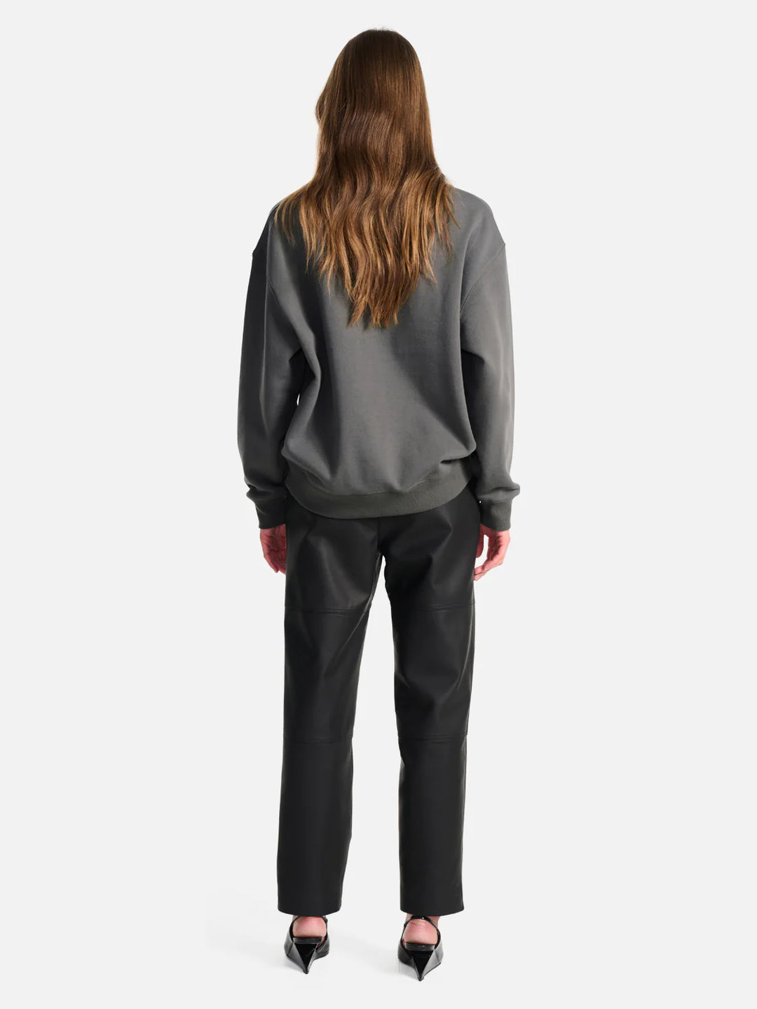 Ena Pelly Austin Collegiate Oversized Sweater- Charcoal