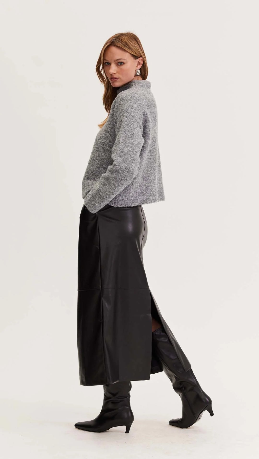 Staple The Label Anderson Boucle Jumper- Grey-Marle