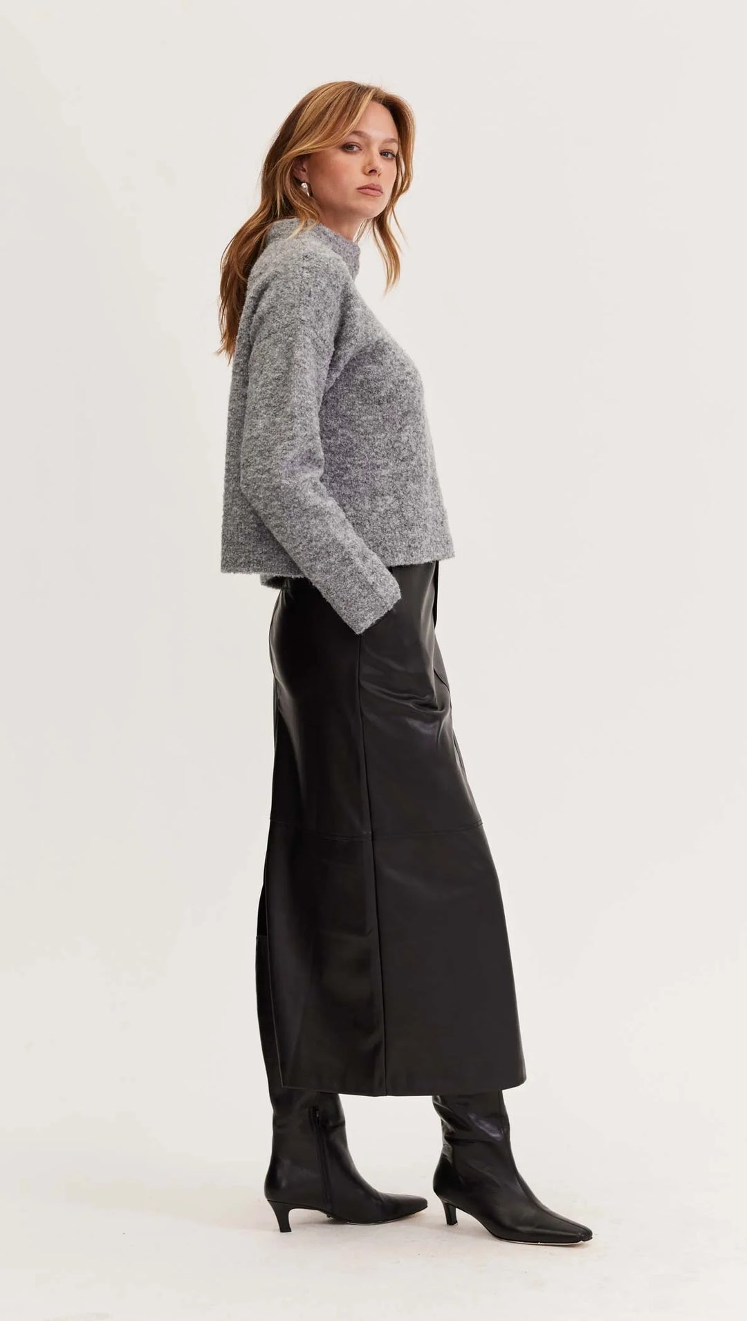 Staple The Label Anderson Boucle Jumper- Grey-Marle