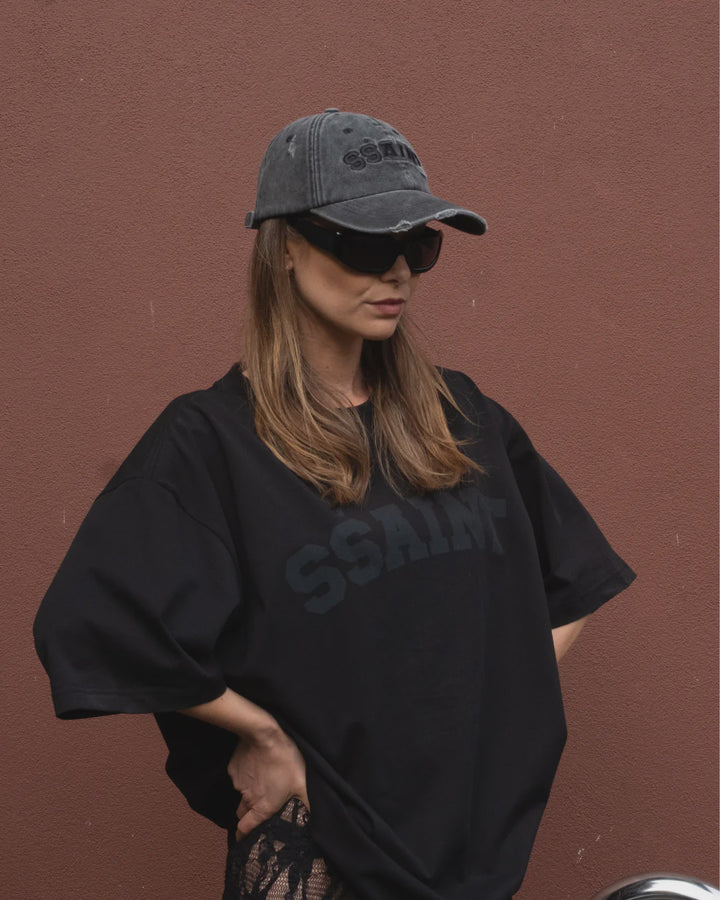 SSaint Logo Cap - Black Acid Wash