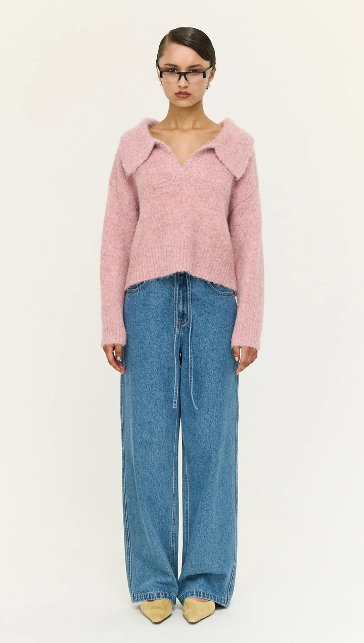 Staple The Label Cleo Polo Jumper - Pink Marle
