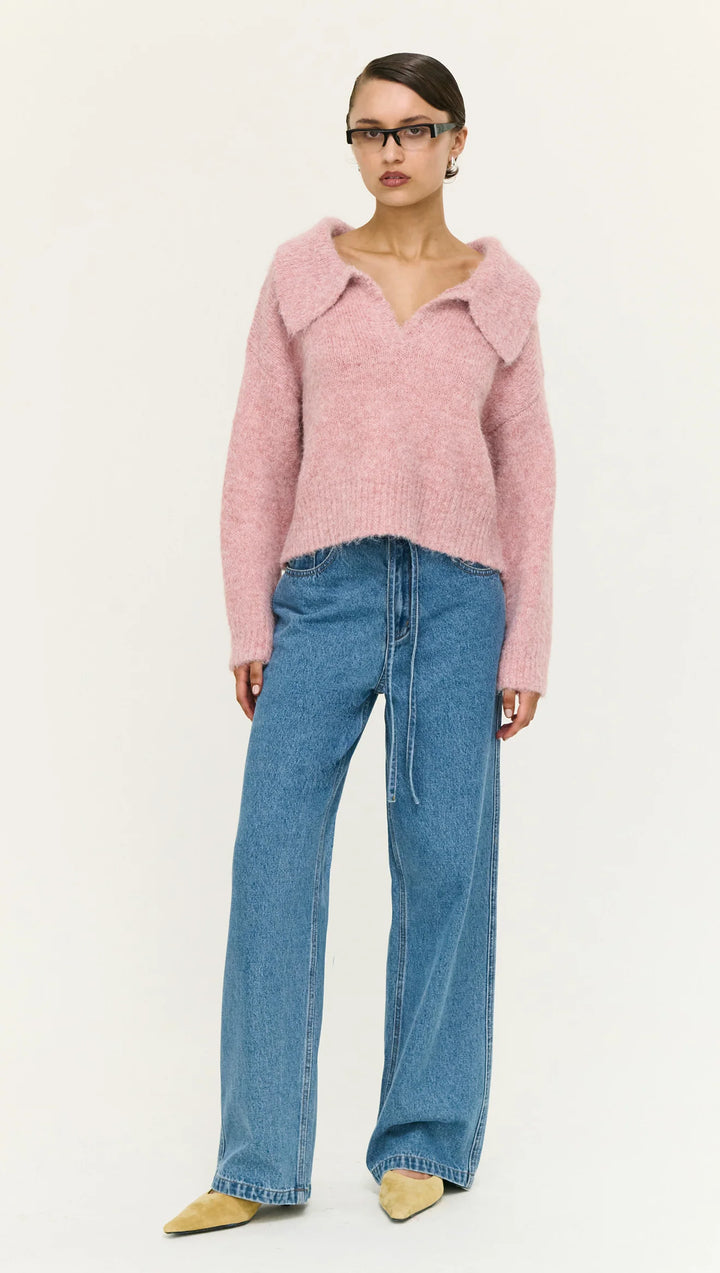 Staple The Label Cleo Polo Jumper - Pink Marle