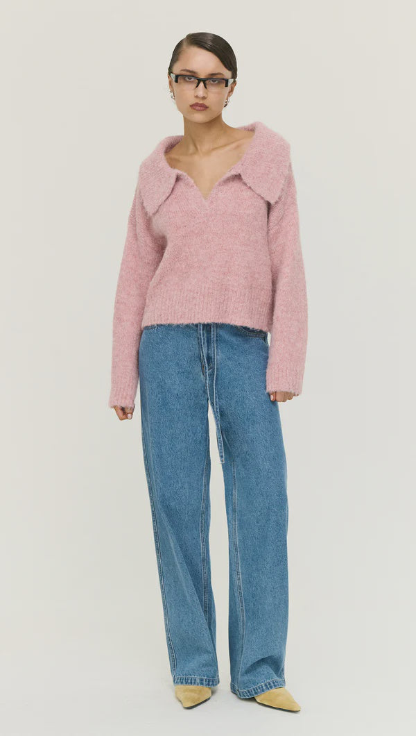 Staple The Label Cleo Polo Jumper - Pink Marle