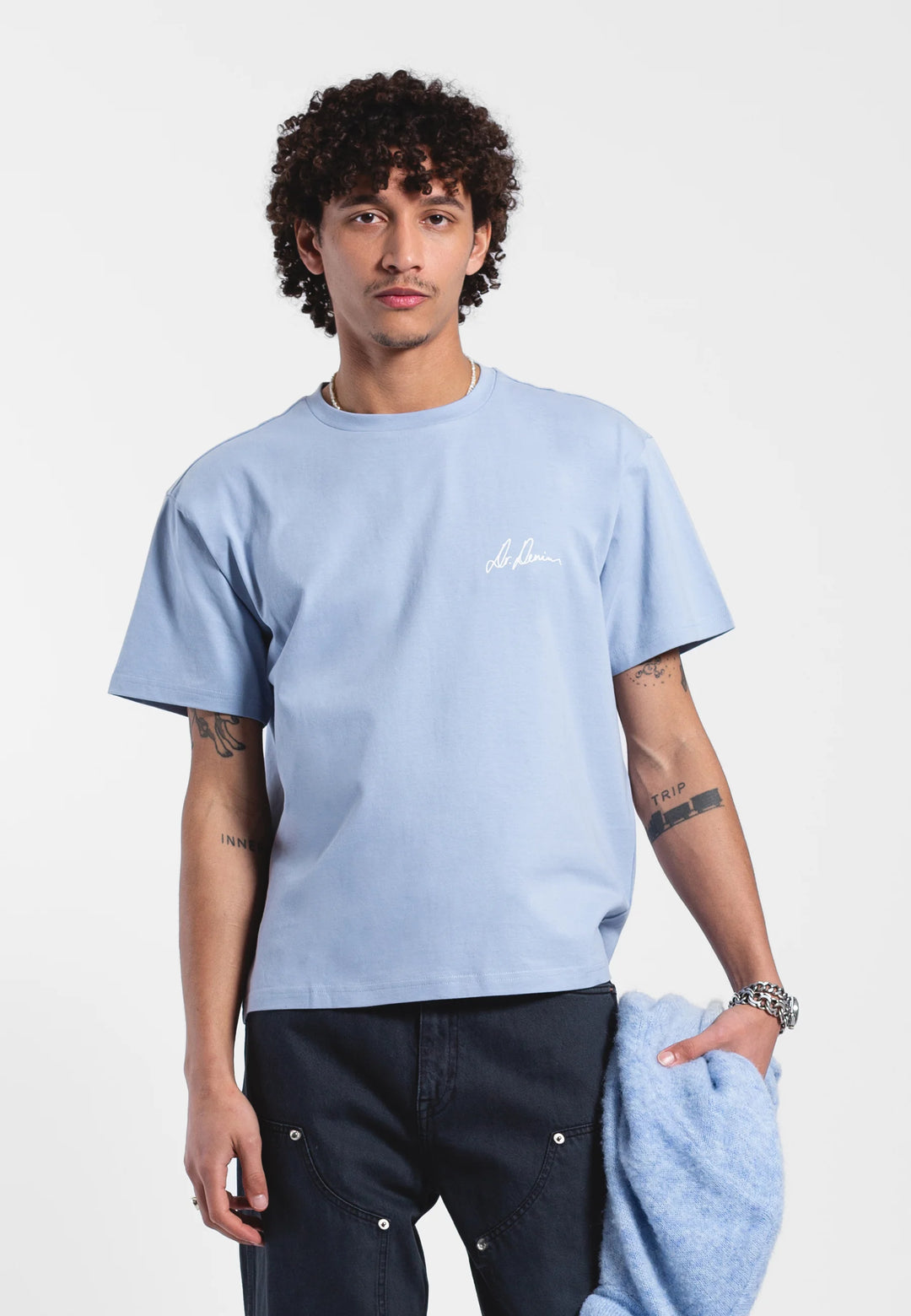 Dr Denim Bace Tee-Zen Blue Script