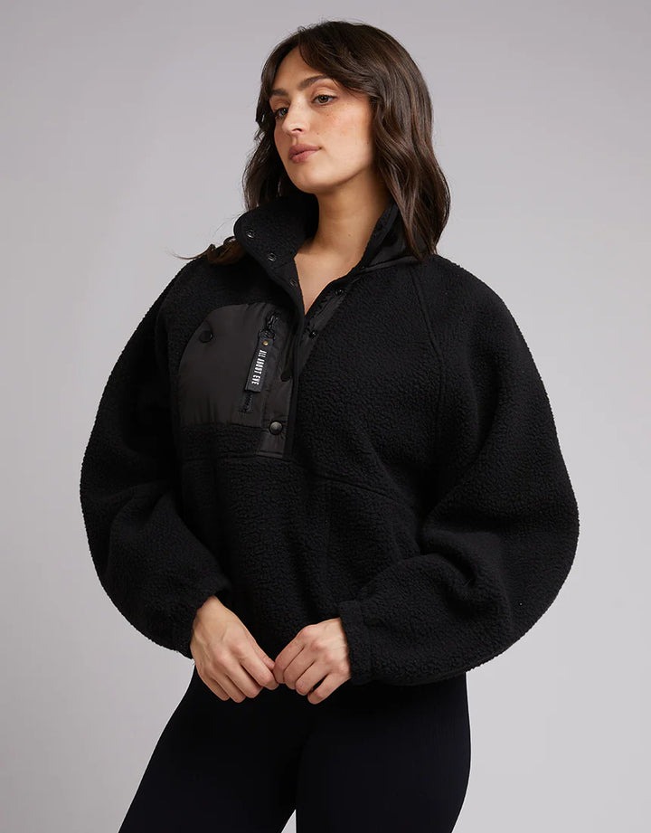 All About Eve Active Teddy Zip Jumper 1/4 - Black