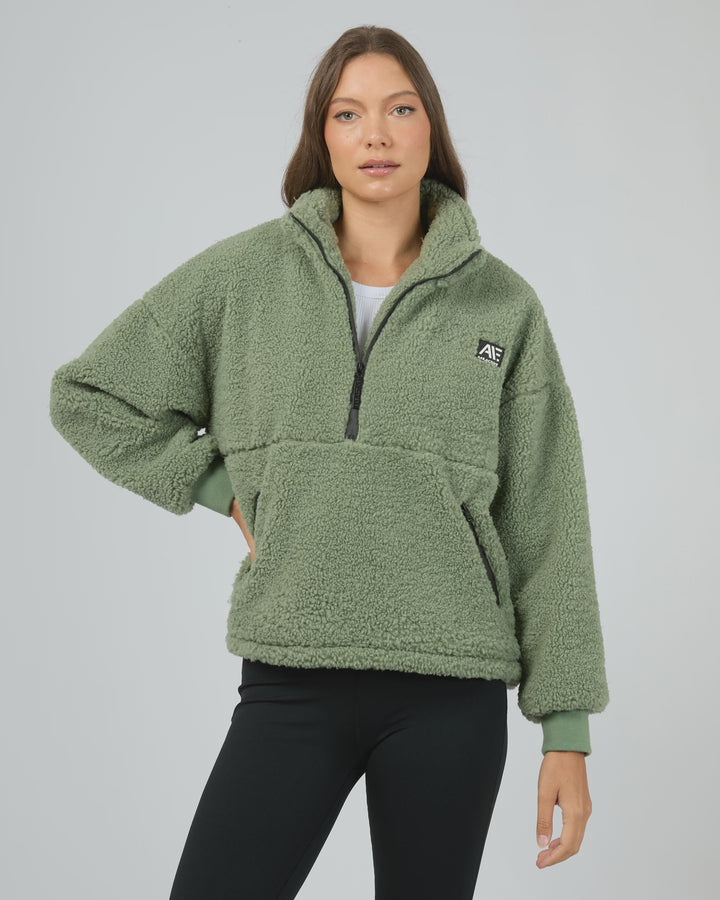 All About Eve Amara Quarter Zip Teddy - Khaki