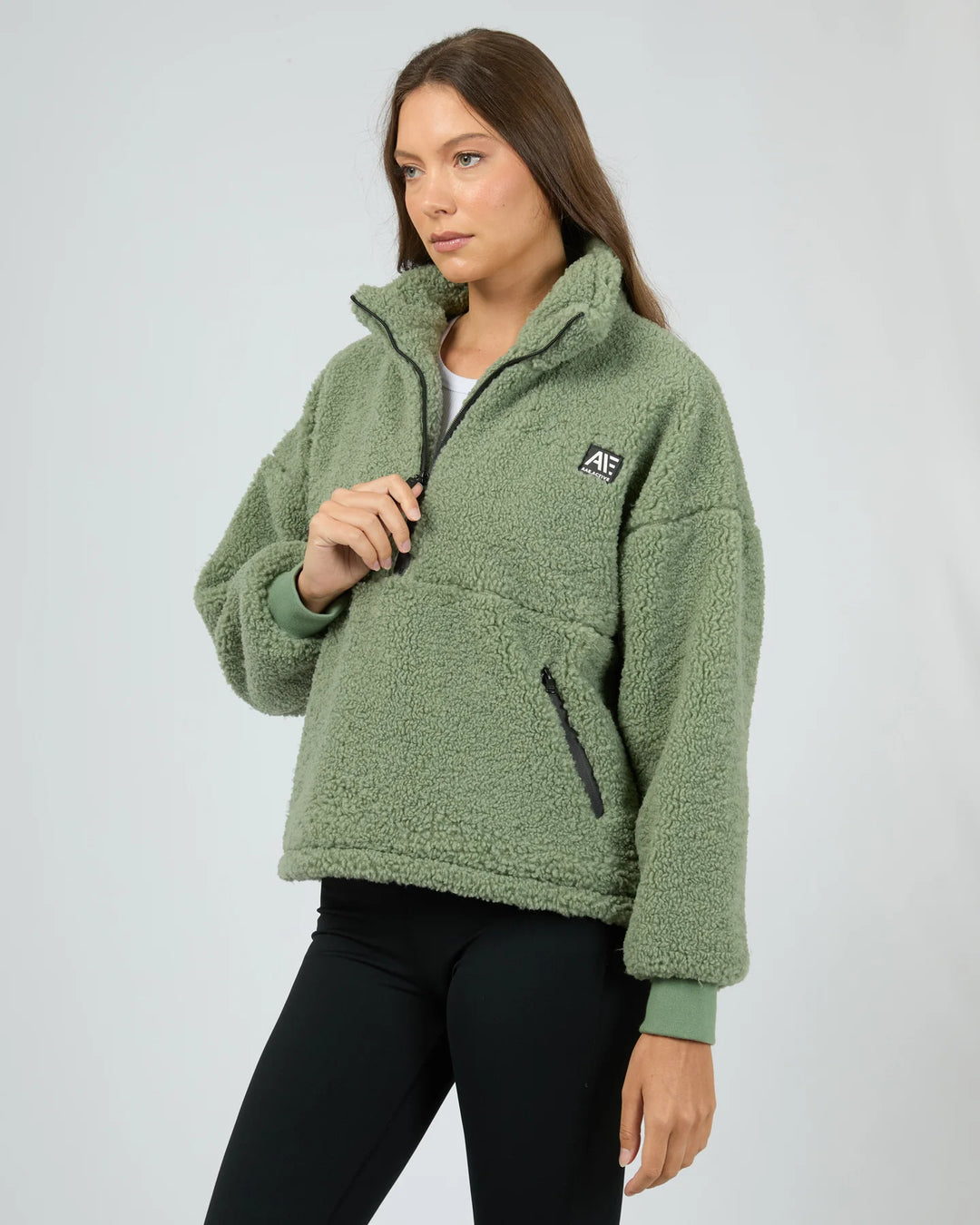 All About Eve Amara Quarter Zip Teddy - Khaki