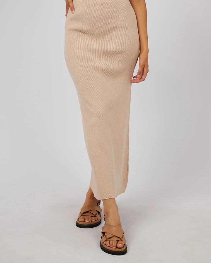 All About Eve Henley Knit Skirt - Oatmeal