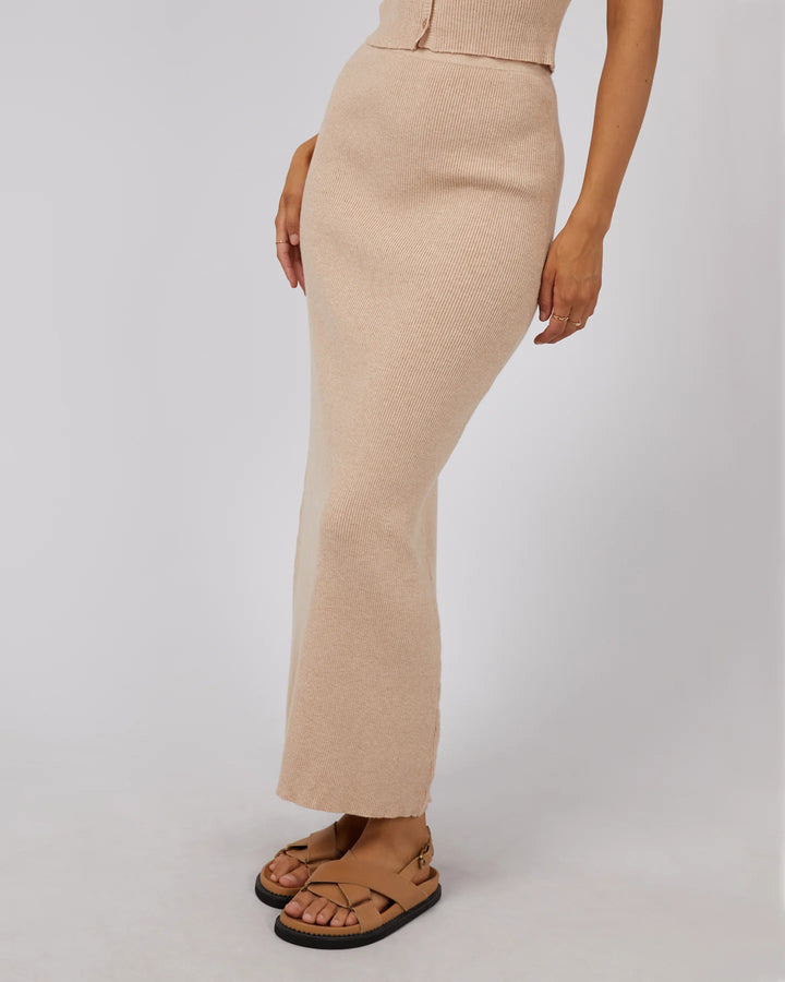 All About Eve Henley Knit Skirt - Oatmeal